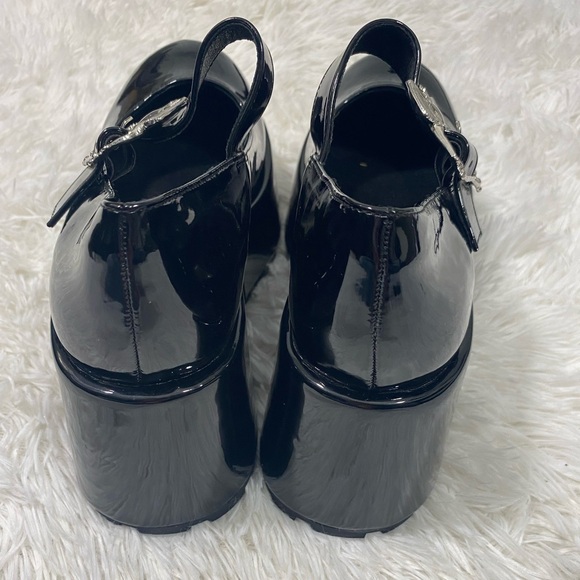 DOLLS KILL x THE GRAVE GIRLS Patent Platform Mary Janes Shoes Bat Buckle Black 6 - Picture 5 of 8